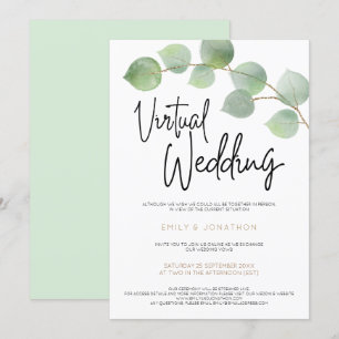 Invitación Boda virtual del guión de la hoja de eucalipto mod
