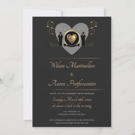 Invitación Boda virtual del macho del corazón del oro