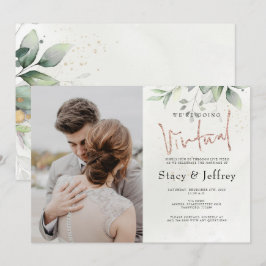 Invitación Boda virtual del oro ruso del eucalipto
