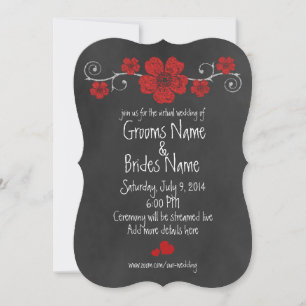 Invitación Boda virtual del tablero de anuncios de rosas roja