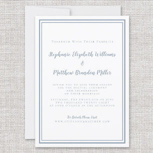 Invitación Boda Virtual Dusty Blue Minimalista en Línea