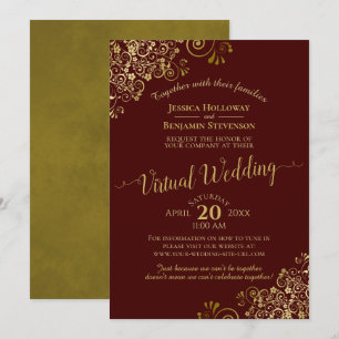 Invitación Boda virtual elegante de Borgoña