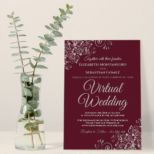 Invitación Boda virtual elegante de Borgoña