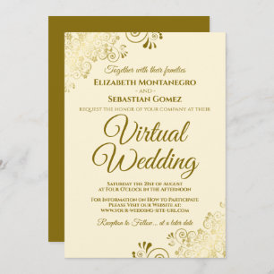 Invitación Boda virtual elegante de marfil-crema