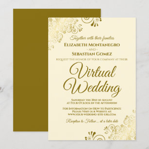 Invitación Boda virtual elegante de marfil-crema