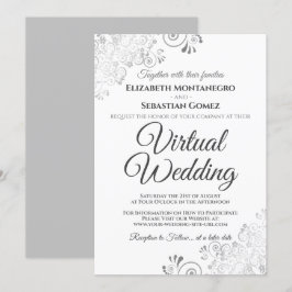 Invitación Boda virtual elegante gris y blanco