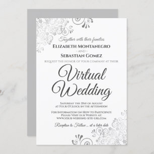 Invitación Boda virtual elegante gris y blanco