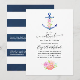 Invitación Boda virtual en línea acuarela náutica