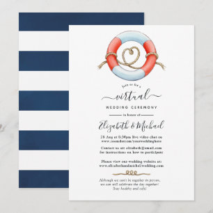 Invitación Boda virtual en línea acuarela náutica