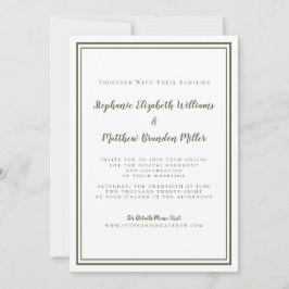 Invitación Boda virtual en línea ciber sencilla verde oliva
