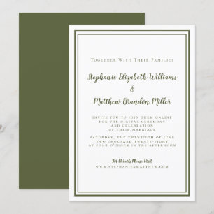 Invitación Boda virtual en línea ciber sencilla verde oliva