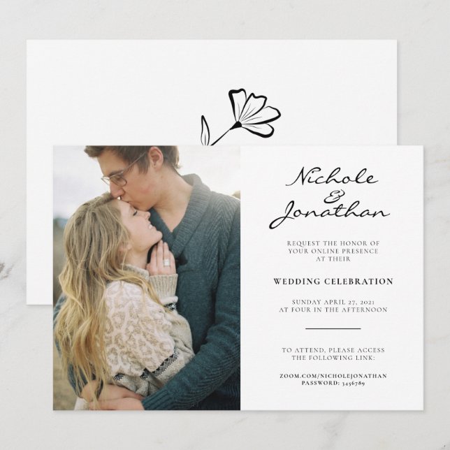 Invitación Boda virtual en línea con foto (Anverso / Reverso)
