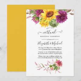 Invitación Boda Virtual en Línea con Girasoles Rústicos