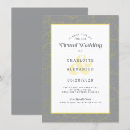 Invitación Boda virtual en línea con patrón moderno gris amar