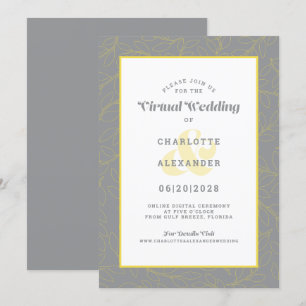 Invitación Boda virtual en línea con patrón moderno gris amar