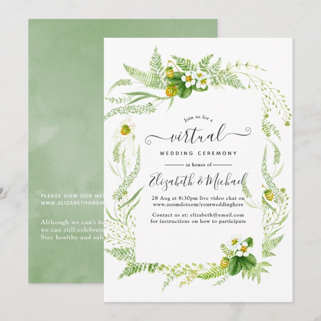 Invitación Boda virtual en línea con rusticidad campestre (Anverso / Reverso)