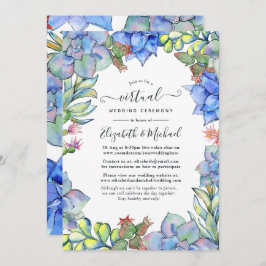 Invitación Boda virtual en línea de colores de agua azul