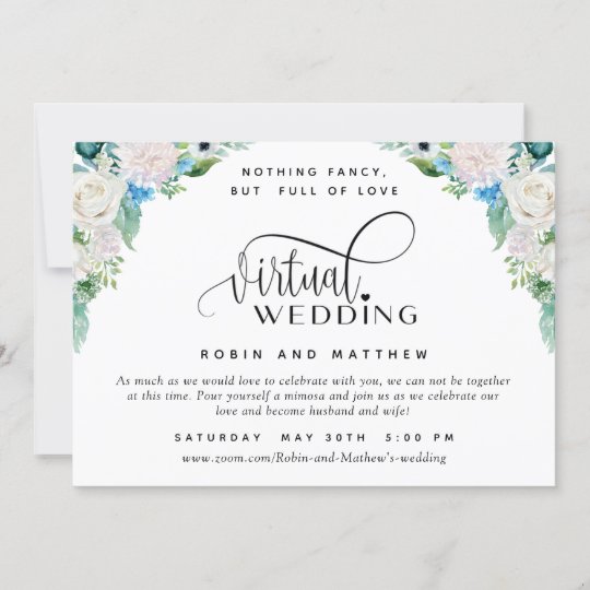 Invitación Boda virtual en línea de Floral blanca y verde | Zazzle.es