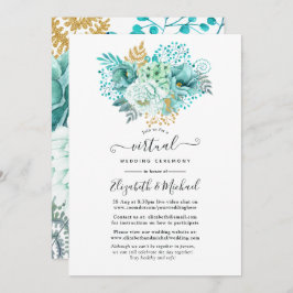 Invitación Boda virtual en línea de floral de acuarela de fáb