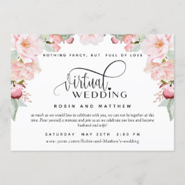 Invitación Boda virtual en línea de floral rosa Rubor