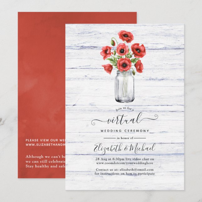 Invitación Boda virtual en línea del país ruso de adormidera  (Anverso / Reverso)