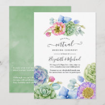 Boda virtual en línea floral de suculentas de moda
