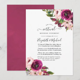 Invitación Boda virtual en línea floral Marsala y rubor