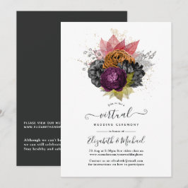 Invitación Boda virtual en línea floral vintage de otoño