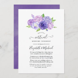 Invitación Boda virtual floral de acuarela ultravioleta
