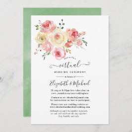 Invitación Boda virtual floral de Rubor y Pastel amarillo
