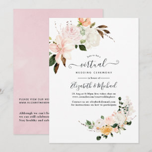 Invitación Boda virtual floral pastel en línea
