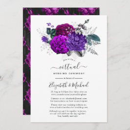 Invitación Boda virtual floral real morado y plateado