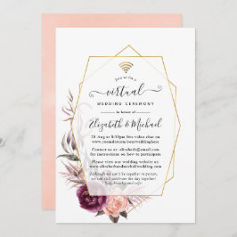 Invitación Boda virtual florítrico de plumas y Rubor