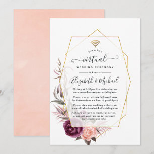 Invitación Boda virtual florítrico de plumas y Rubor