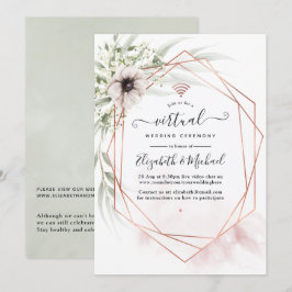 Invitación Boda virtual geométrica de eucalipto con acuarela