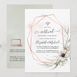Invitación Boda virtual geométrica de eucalipto con acuarela