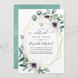 Invitación Boda virtual geométrica de Eucalyptus Anemone