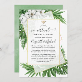 Invitación Boda virtual geométrico de energía verde tropical 