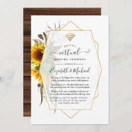 Invitación Boda virtual geométrico de girasol de oro ruso