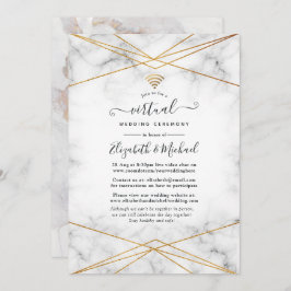 Invitación Boda virtual geométrico de mármol de oro