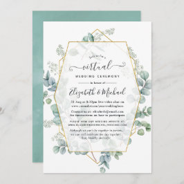 Invitación Boda virtual geométrico en línea de Eucalyptus de 