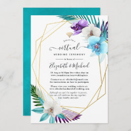 Invitación Boda virtual geométrico tropical en línea