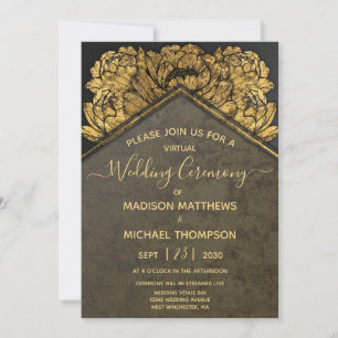 Invitación Boda virtual Gold Peony Boda de transmisión en viv