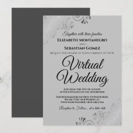 Invitación Boda virtual gris elegante de colores plateados