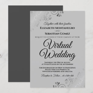 Invitación Boda virtual gris elegante de colores plateados