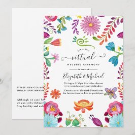 Invitación Boda virtual mexicana floral con acuarela