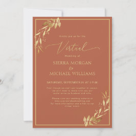 Invitación Boda virtual Moda Oro Foliage Terracotta Rust