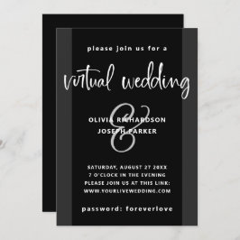 Invitación Boda virtual moderno| Carbón blanco y negro