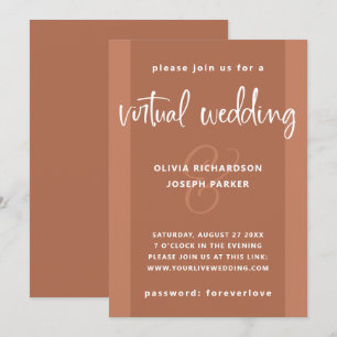 Invitación Boda virtual moderno  Color y blanco del cobre
