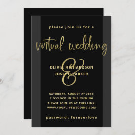 Invitación Boda virtual moderno| Negro y oro